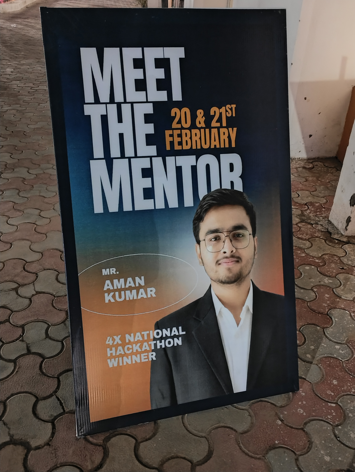 Meet the Mentor standee for Aman Kumar at Enigma 2K26